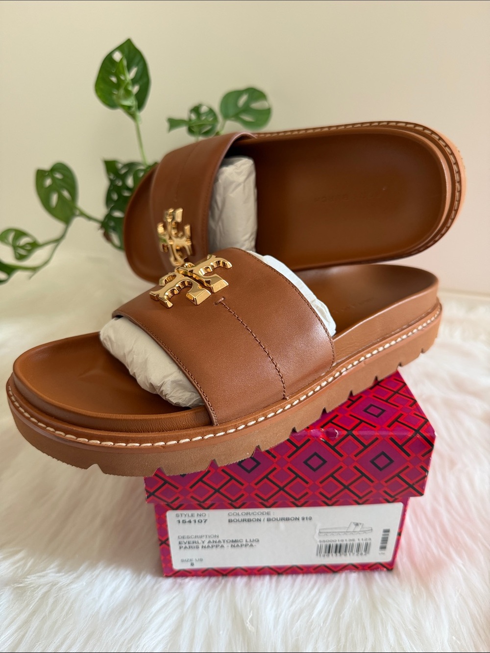 Tory Burch Everly Anatomic Lug Paris Nappa Slide - Picture 6 of 8